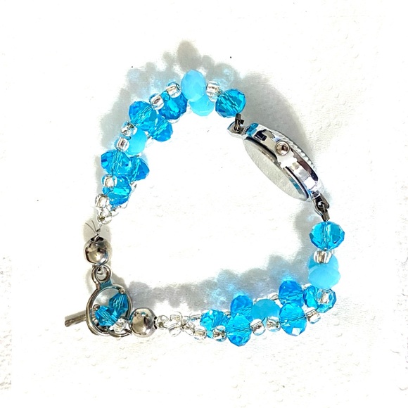 Silver and Blue Beaded Women's Watch - Picture 4 of 8